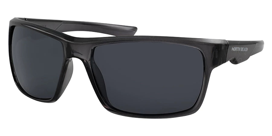 North Beach Pearleye Polarised Sunglasses - Crystal Shiny Black Smoke