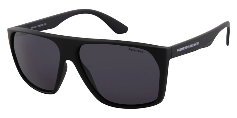 North Beach Minnow Polarised Smoke Sunglasses - Matt Black