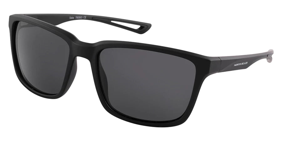 North Beach Saba Smoke Polarised Sunglasses - Matt Black
