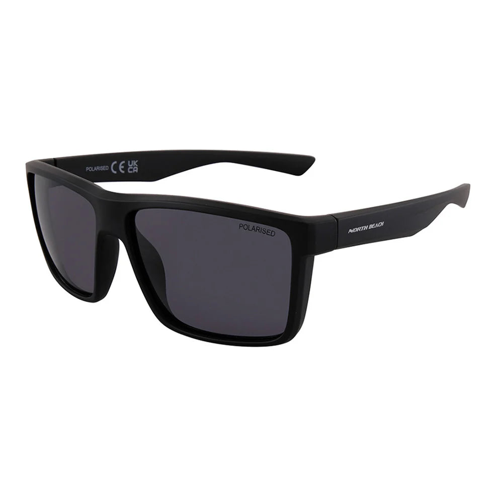 North Beach Picarel Black Smoke Polarised Sunglasses - Matt Black
