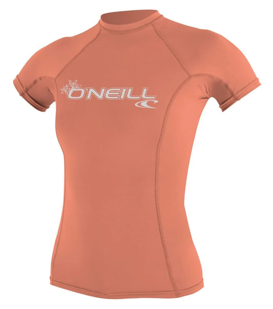 O'Neill Basic Skins Short Sleeve Rash Guard - Grapefruit - Women's