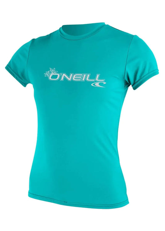 O'Neill Basic Skins Short Sleeve Rash Guard - Light Aqua - Women's